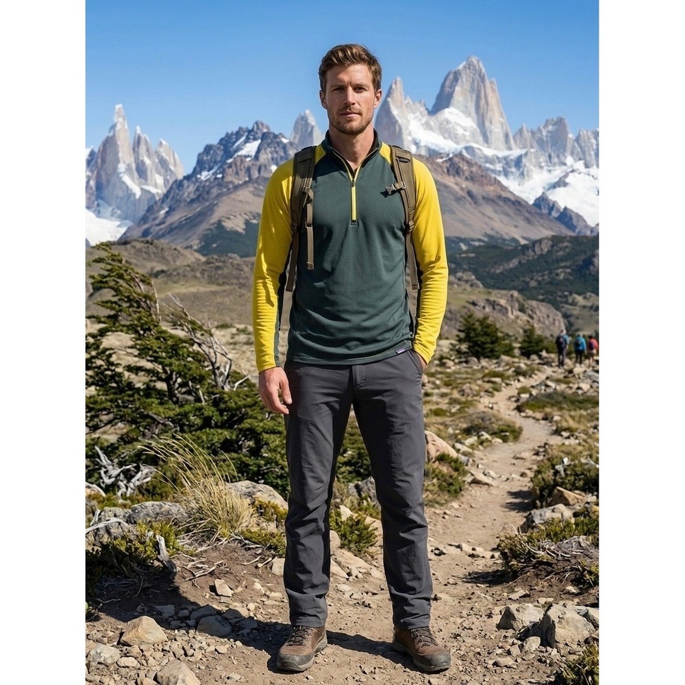 Patagonia Capilene Lightweight 1/4 Zip Baselayer Mens XL Green Yellow 45570